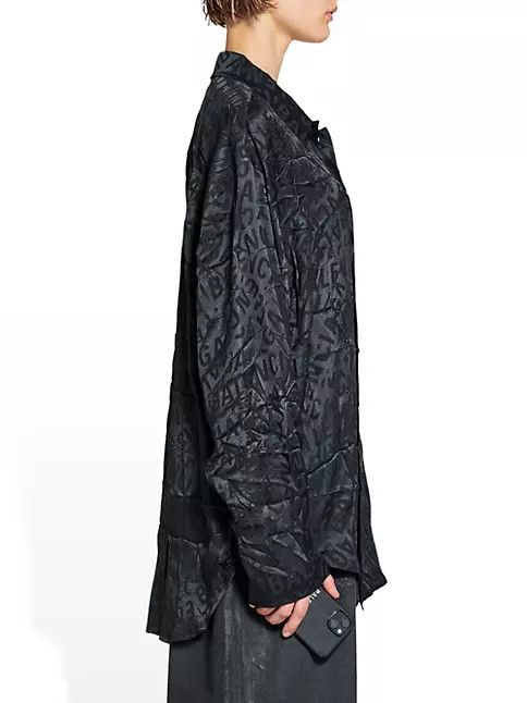 Balenciaga o1mt1gz0924 Logo Strips Minimal Shirt in Black Size S / US 4 / IT 40 - 3 Thumbnail