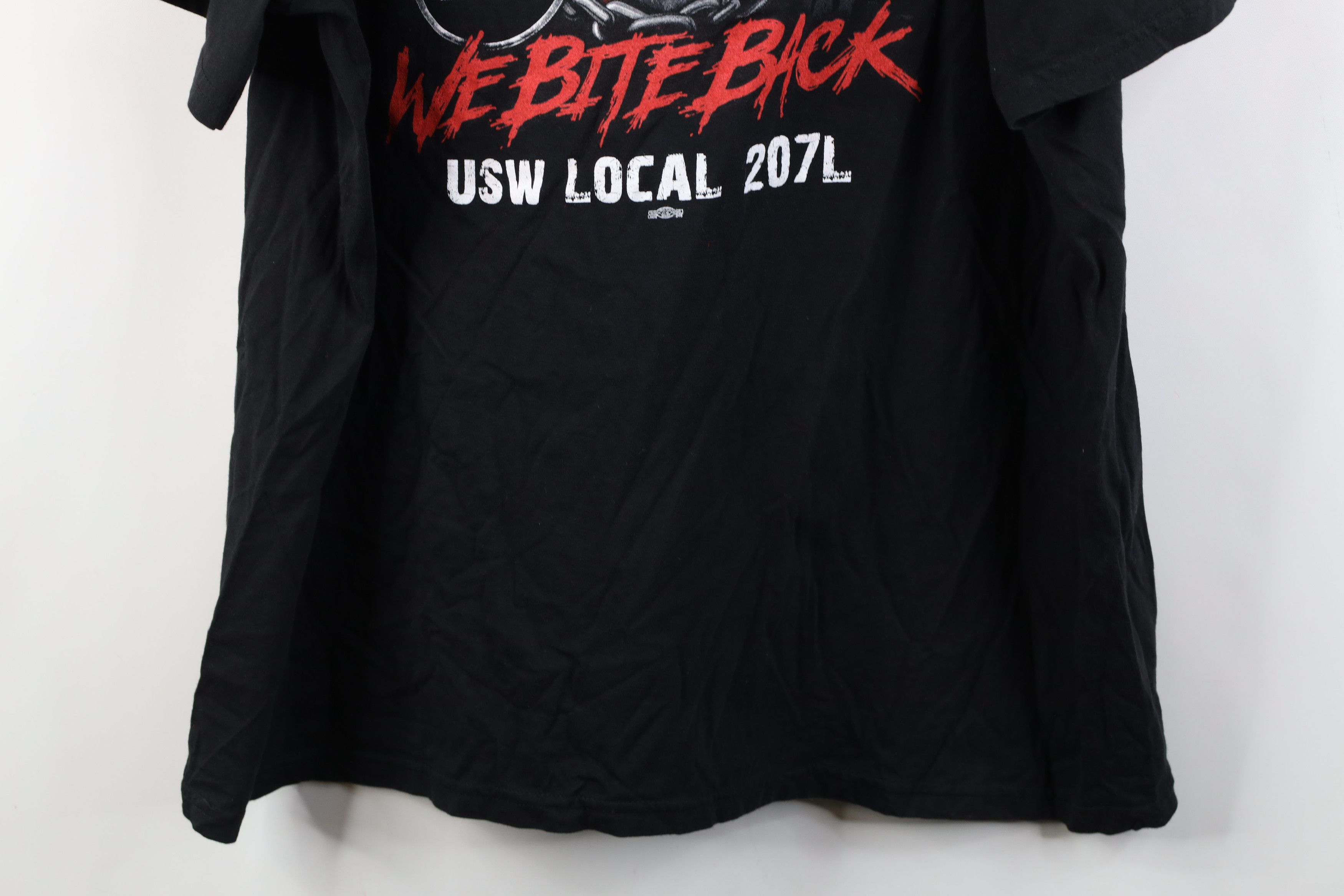 Vintage Y2K Local 207L United Steelworkers Union Dawg T-Shirt Black Size US XXL / EU 58 / 5 - 13 Thumbnail