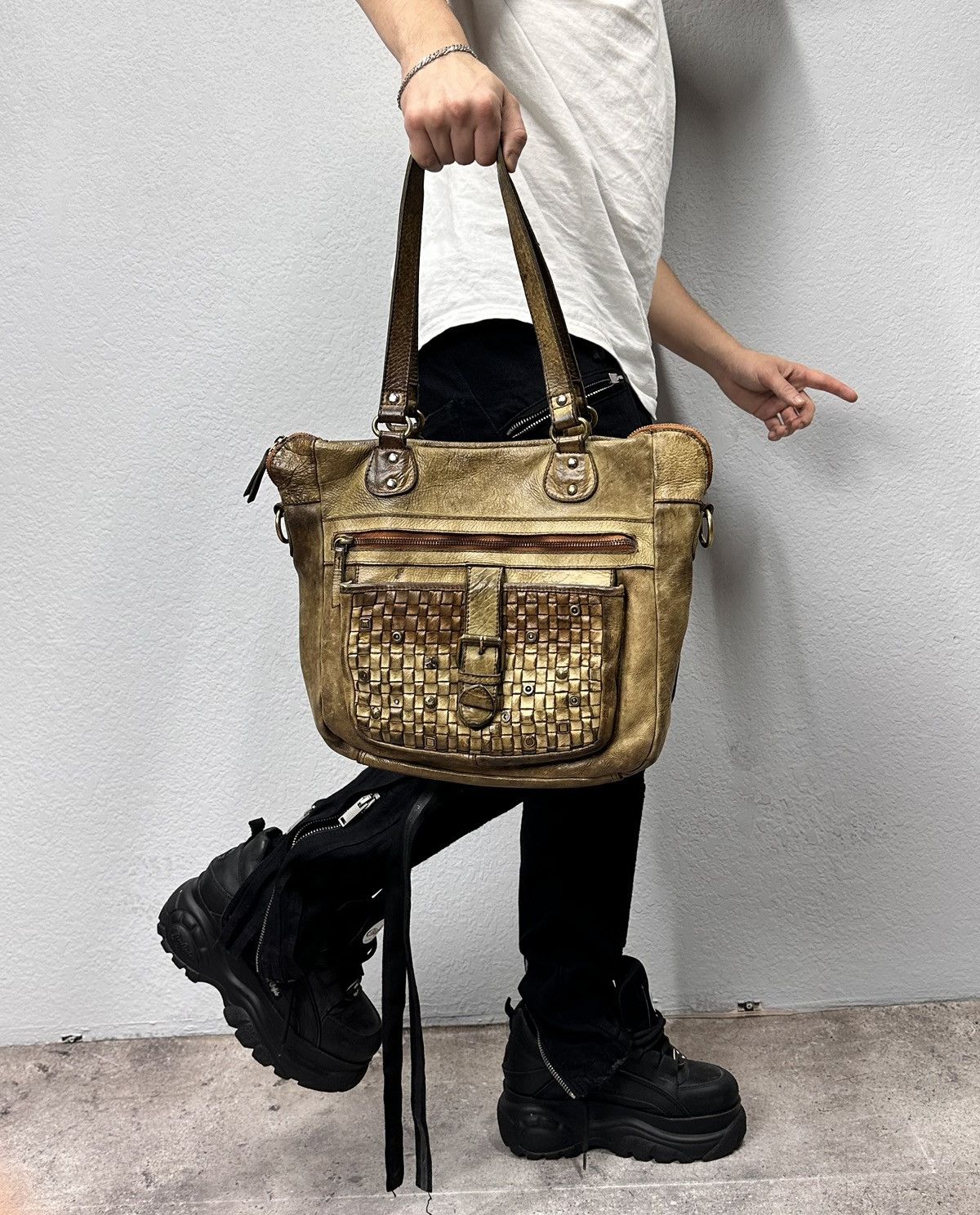 A.S.98 Vintage AS 98 Metal Zip Design Leather Bag Dolce Gabbana GOA Size ONE SIZE - 1 Thumbnail