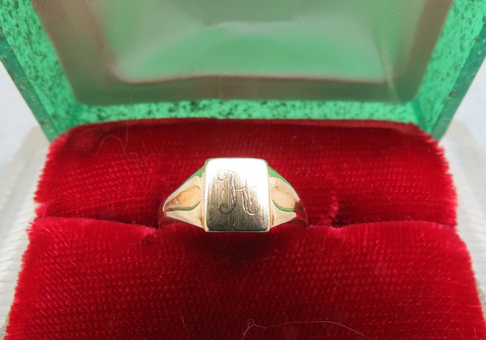 Jewelry Vintage 10k Yellow Gold Signet Ring Size 4.5 Monogram Size ONE SIZE - 1 Thumbnail
