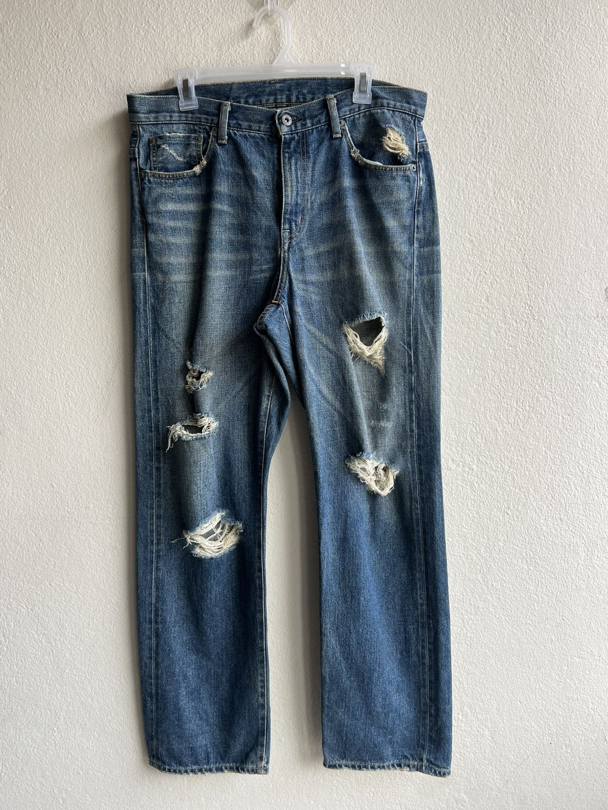 WHIZ LIMITED Whiz Limited Japan Ripped Distress Denim Selvedge Jeans Size US 32 / EU 48 - 2 Thumbnail