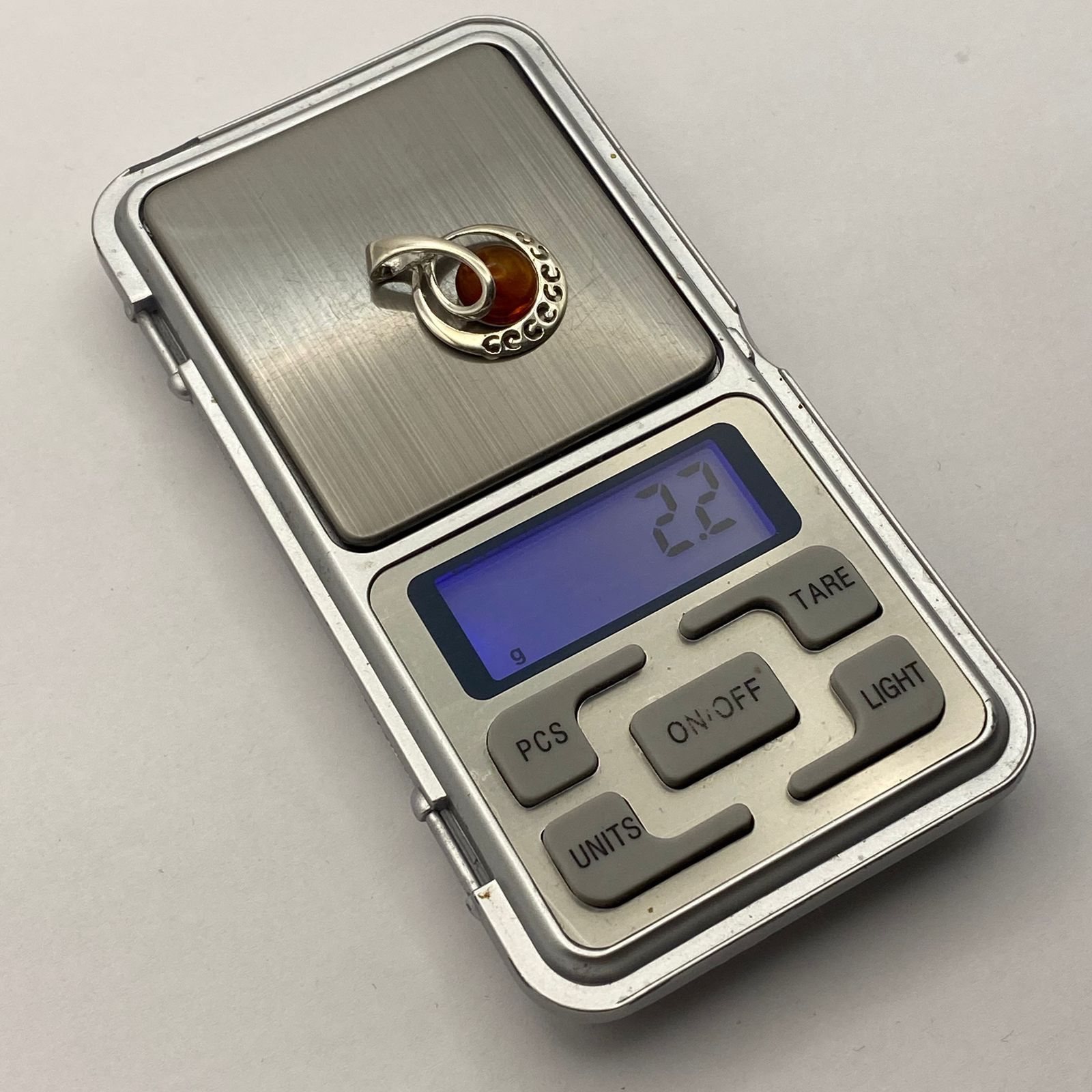 Sterling Silver Vintage 925 Sterling Silver Amber Pendant Modern Design 2.2g Size ONE SIZE - 8 Thumbnail