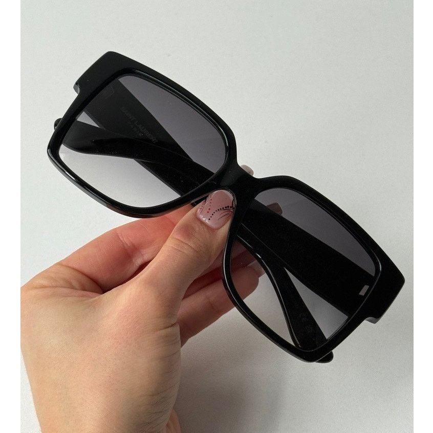 Saint Laurent Paris NEW Saint Laurent SL M9/F Black Square Oversized Sunglasses Size ONE SIZE - 1 Thumbnail