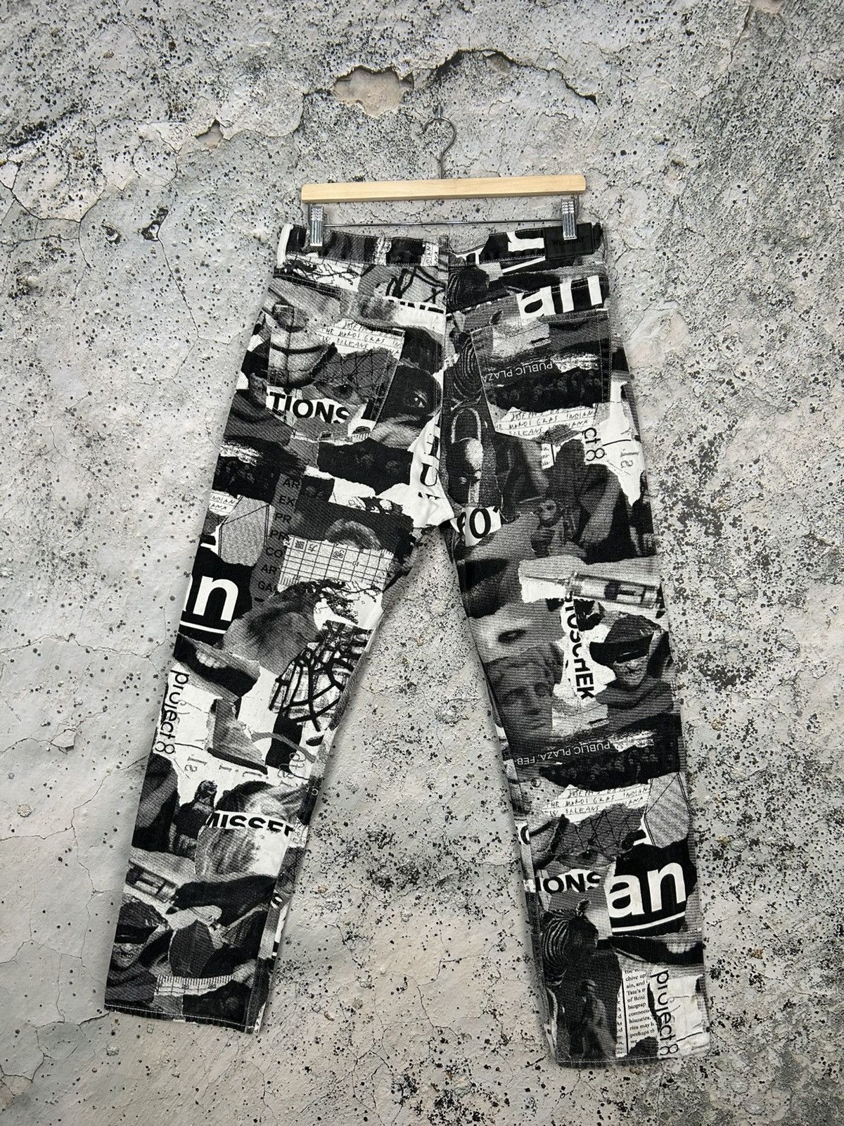 Weekday Weekday Space Paper Collage Trousers Avant Garde Grunge Punk Size US 31 - 3 Thumbnail