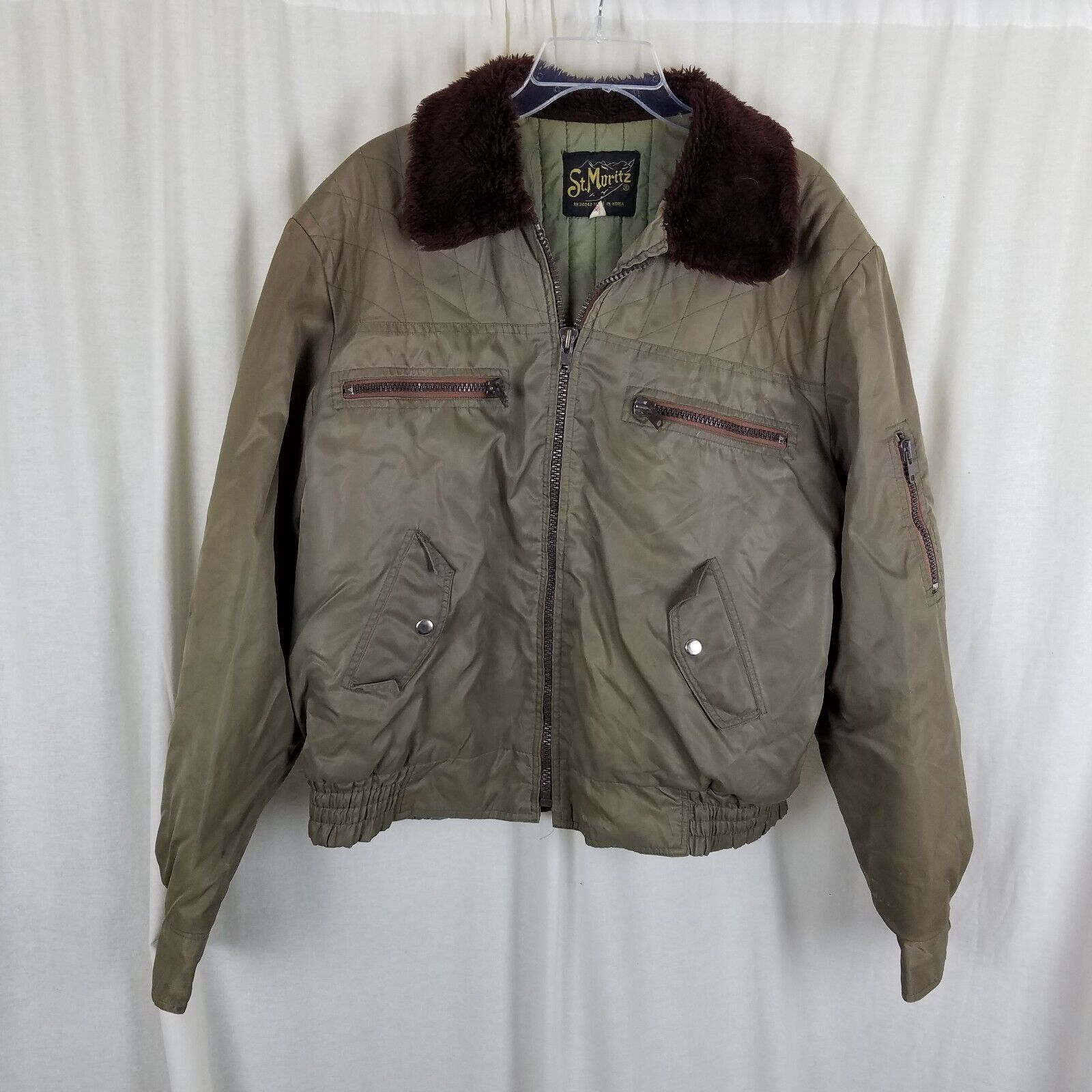 Vintage Vtg St Moritz Moulton Fur Jacket Aviator Flight Bomber 50s Size US XL / EU 56 / 4 - 1 Thumbnail