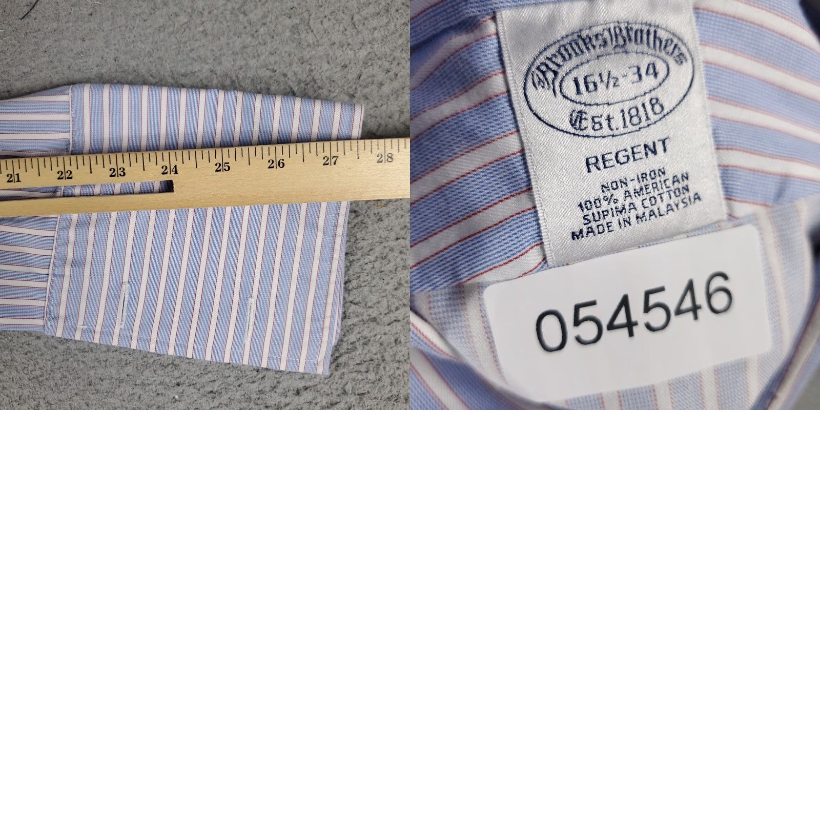 Brooks Brothers Brooks Brothers Dress Shirt Men's 16.5 Blue Striped Long Sleeve Button Up Non-Iron Regular Fit Classic Size US L / EU 52-54 / 3 - 8 Thumbnail