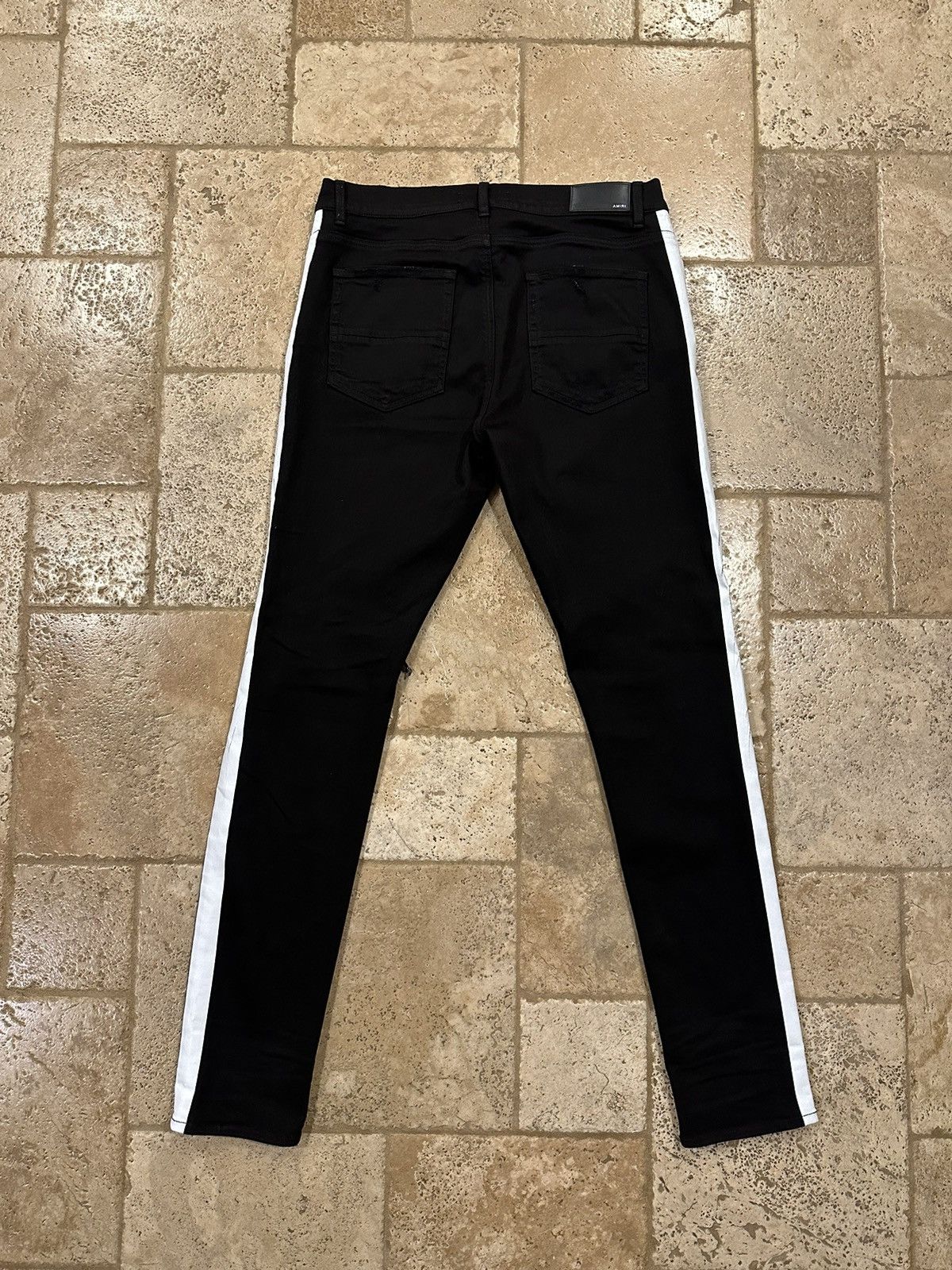 Amiri Amiri Black / White Stripe Track Denim Distressed Jeans Size US 38 / EU 54 - 6 Thumbnail