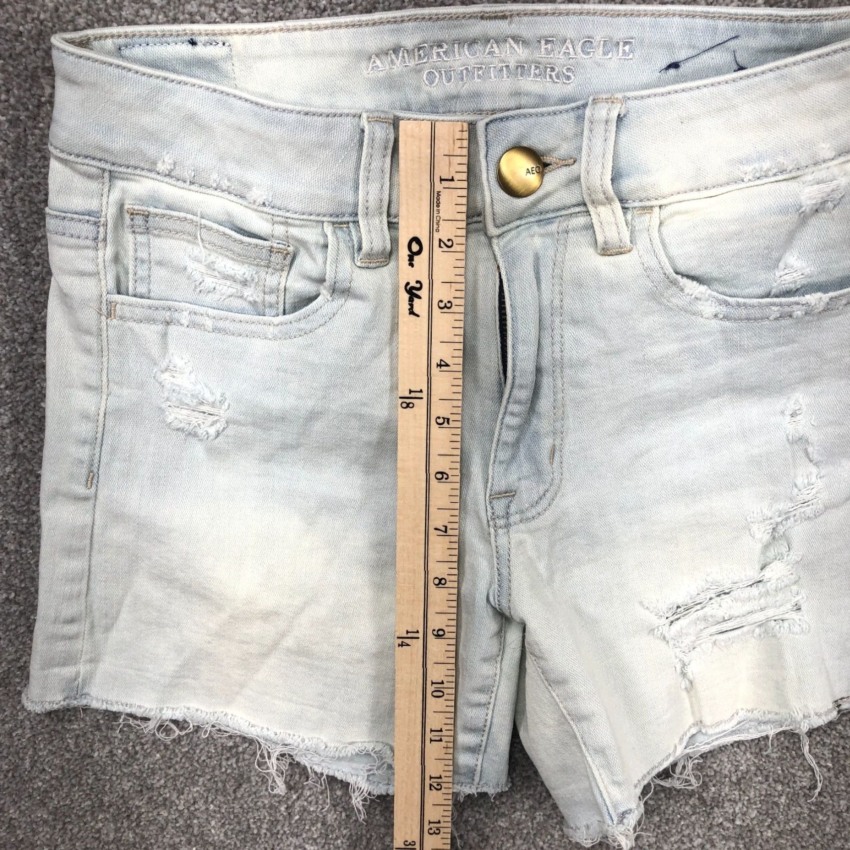 American Eagle Outfitters American Eagle Shorts Women 2 Hi Rise Cut Off Shortie Jean Super Stretch Ladies Size 26" / US 2 / IT 38 - 4 Thumbnail