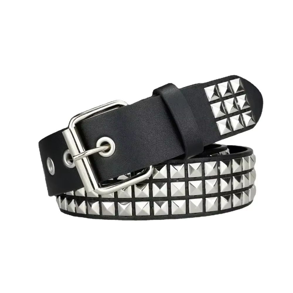 Jewelry Square Bead Rivet Belt Metal Pyramid Belt Size ONE SIZE - 8 Thumbnail