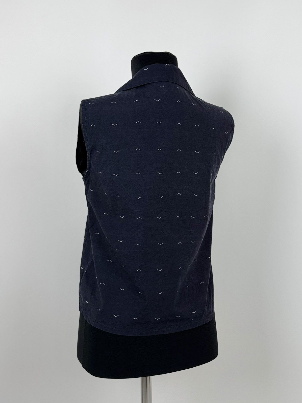 Samuji Samuji Navy Cotton Button Up Sleeveless Shirt Vest Size XS / US 0-2 / IT 36-38 - 2 Thumbnail