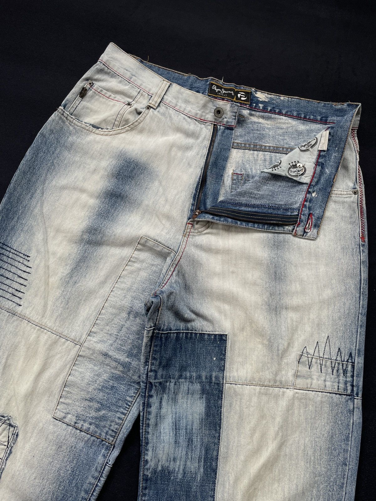 Designer × Pepe Jeans Pepe Jeans Patchwork Baggy Jeans Size US 35 - 5 Thumbnail