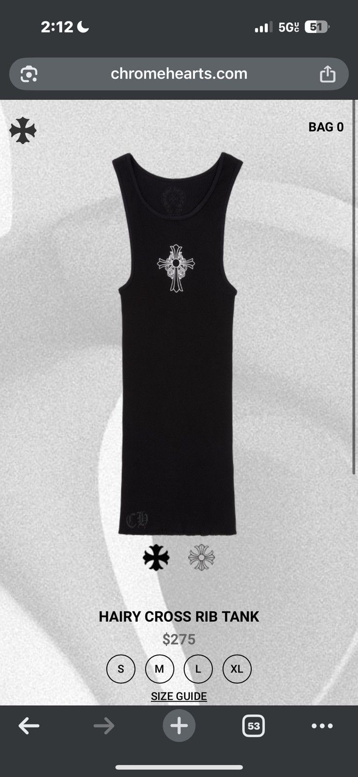 Chrome hearts black hairy cross tank top medium