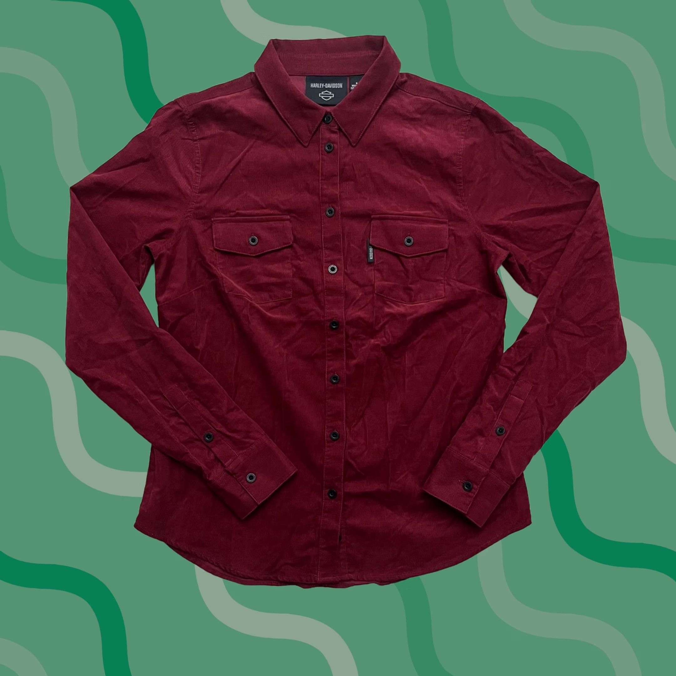 Harley Davidson Harley-Davidson Shirt Womens Small Red Corduroy Button Up Western Embroidered Size S / US 4 / IT 40 - 1 Thumbnail