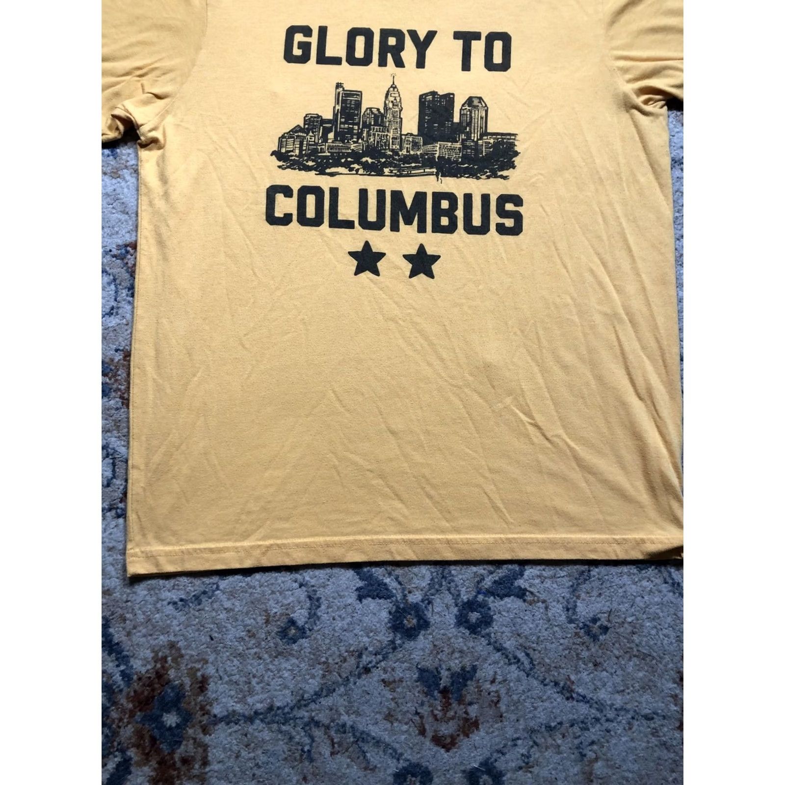 Vintage Homage Shirt Mens Large Yellow Glory to Columbus Skyline Graphic Tee T-Shirt Size US L / EU 52-54 / 3 - 5 Thumbnail