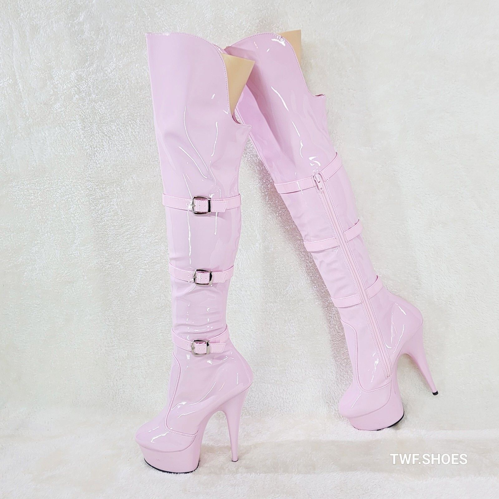 Other Delight 3018 Pink Patent OTK Over the Knee Platform Thigh Bo Size US 8 / IT 38 - 3 Thumbnail