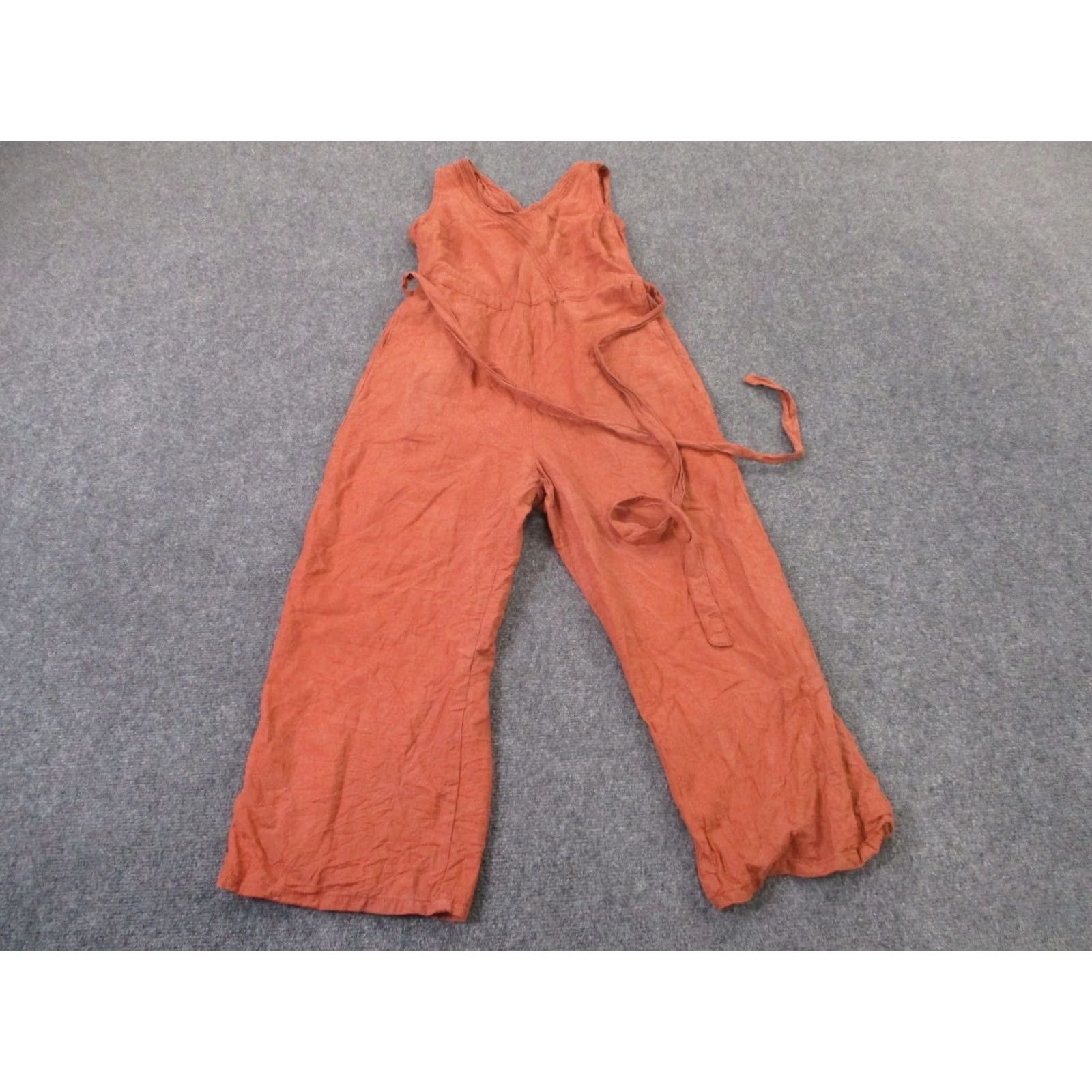 Vintage Kuhl Romper Jumpsuit Womens M Orange Linen One Piece Summer Tank Belted Faded Size 32" / US 10 / IT 46 - 2 Thumbnail