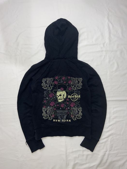 Vintage Vintage Hard Rock Cafe New York Skulls Y2K Hoodie Affliction ...