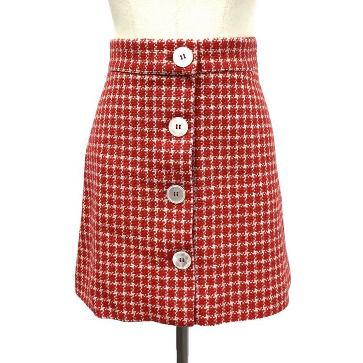 Miu Miu Miu Miu Red Tweed Mini Skirt Size 36 Size 25" / US 0 / IT 36 - 1 Thumbnail