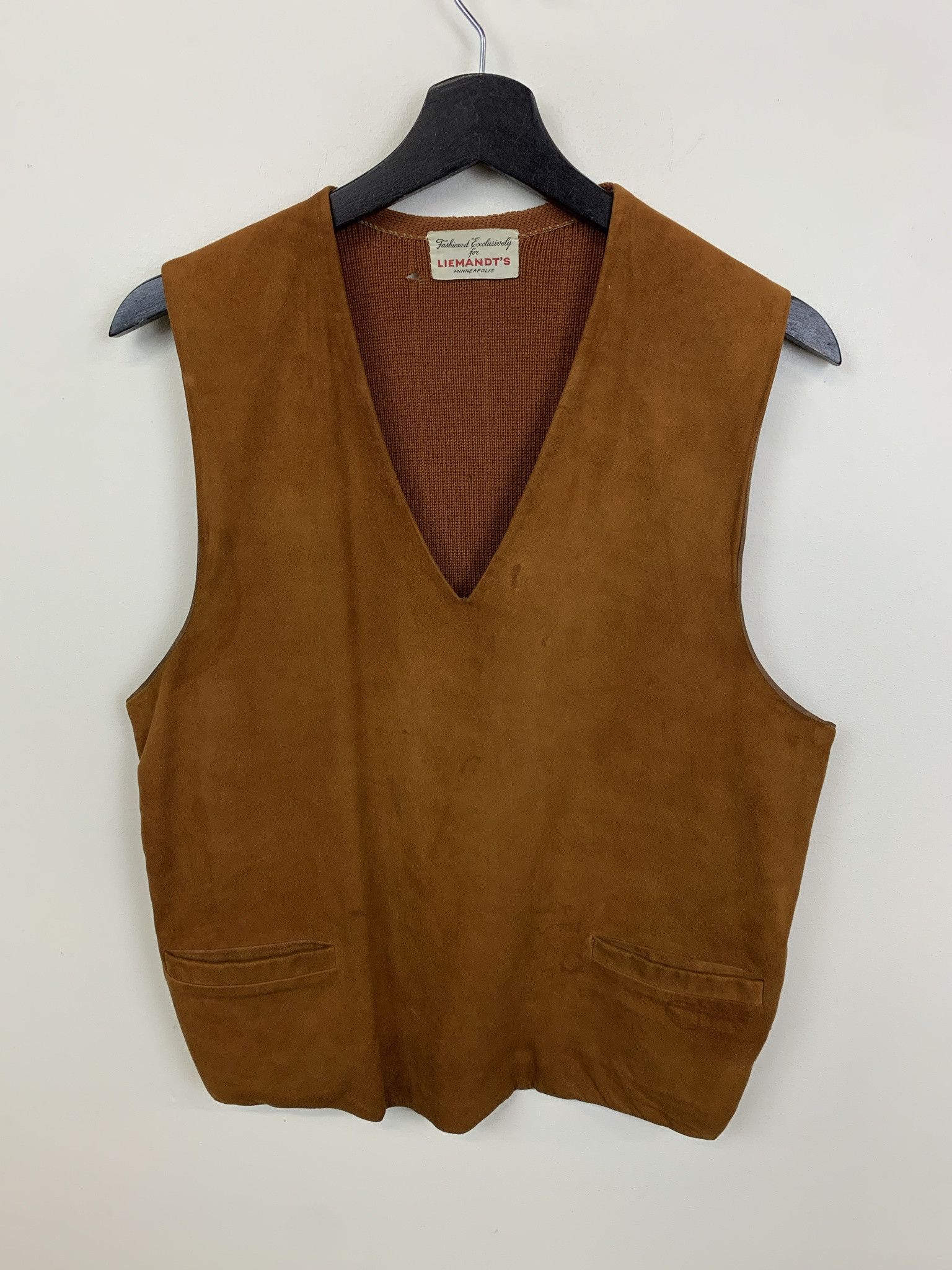Leather Vintage 1980s Suede Front Tunic Vest Pure Wool Size M Size US M / EU 48-50 / 2 - 1 Thumbnail