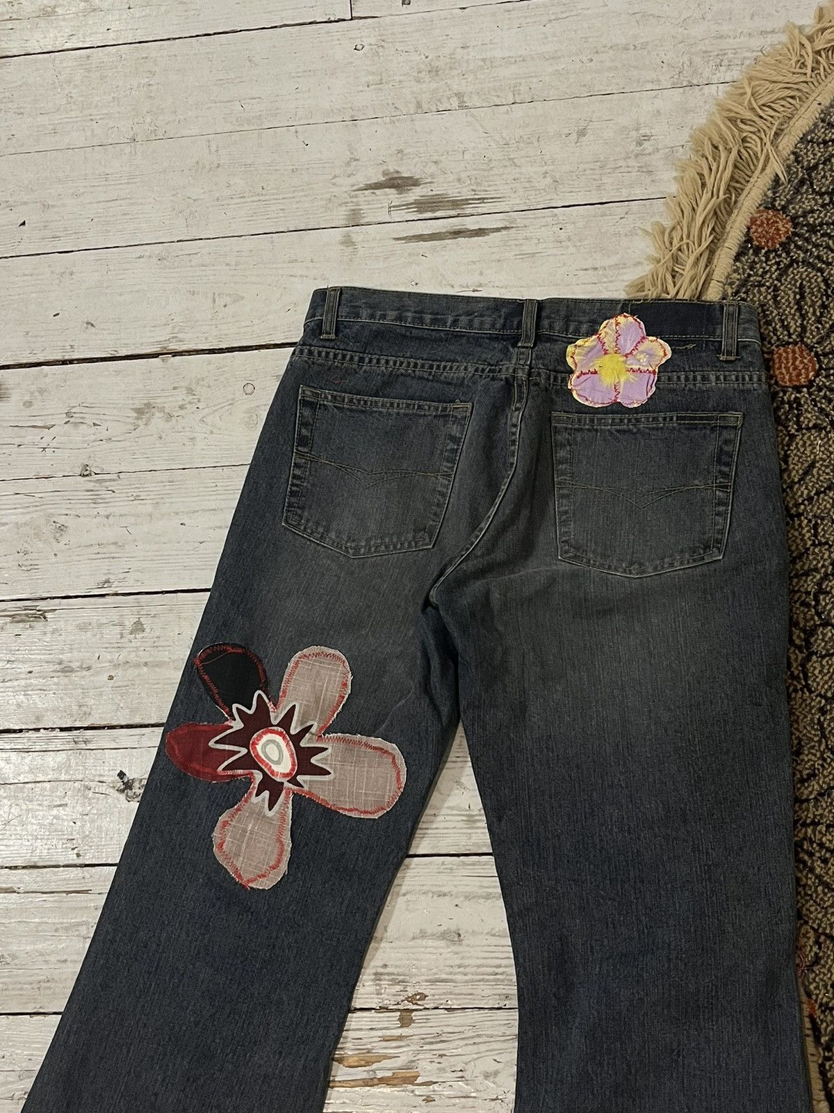 Kapital 90s Vintage Flared Sashiko Boro Patchwork Repaired Denim Size 32" / US 10 / IT 46 - 8 Thumbnail