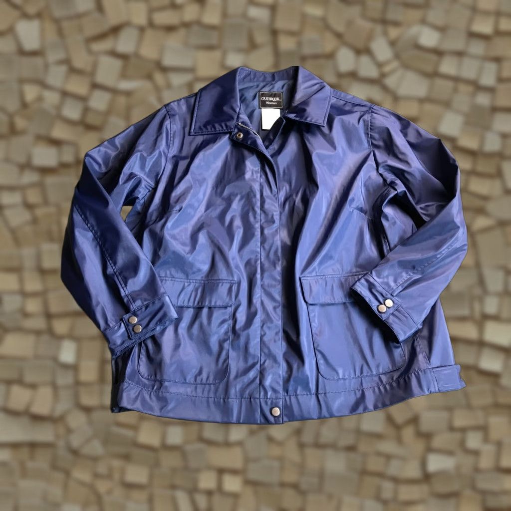 Vintage OutBrook Jacket Women 1X Blue Full Zip Pockets Jacket Size XL / US 12-14 / IT 48-50 - 1 Thumbnail