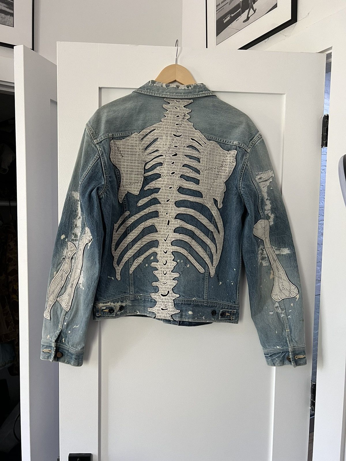 image of Kapital Bone Denim Jacket er in Blue, Men's (Size XL)