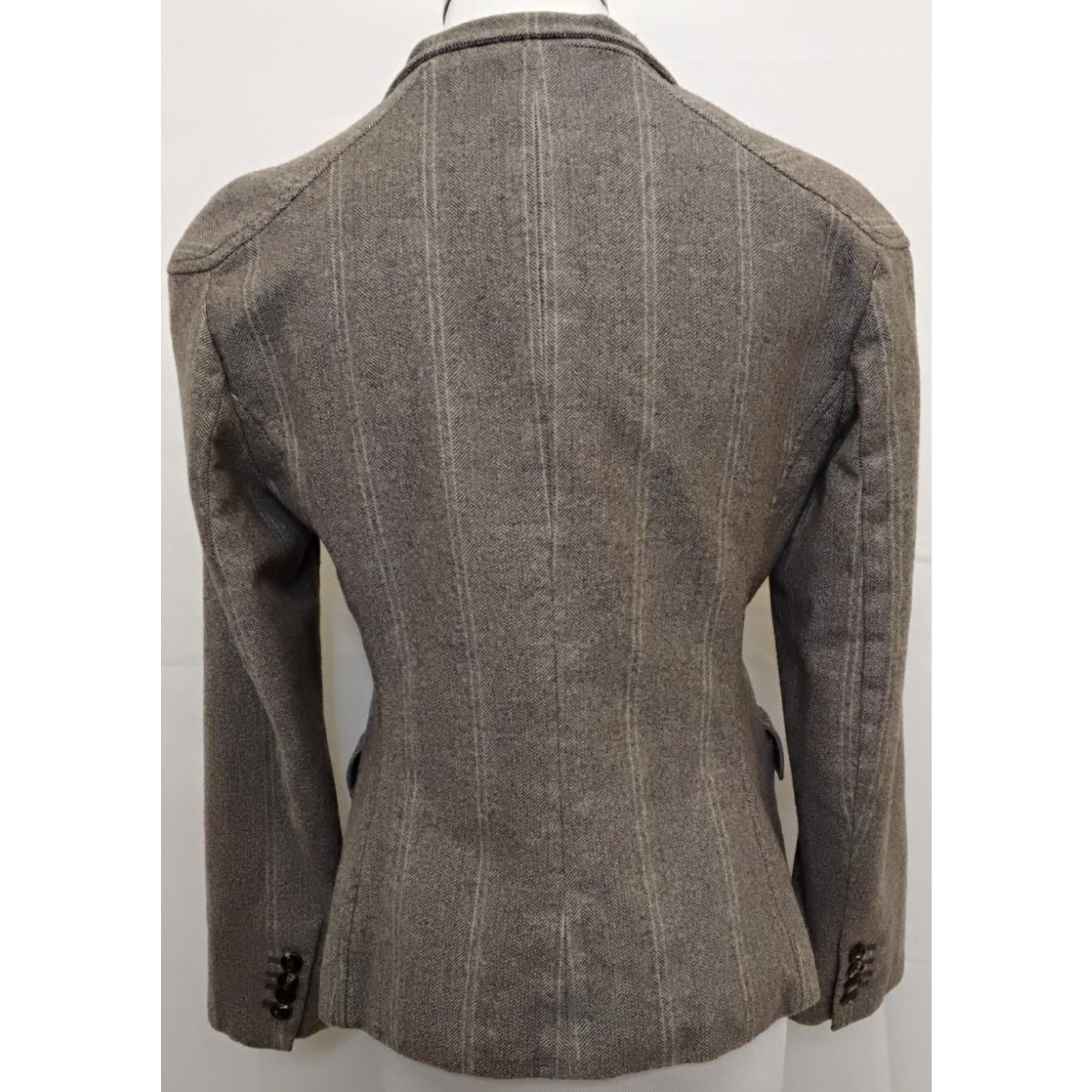 Luciano Barbera Luciano Barbera Blazer Women 42 Herring Bone Gray 100% Wool Size M / US 6-8 / IT 42-44 - 3 Thumbnail