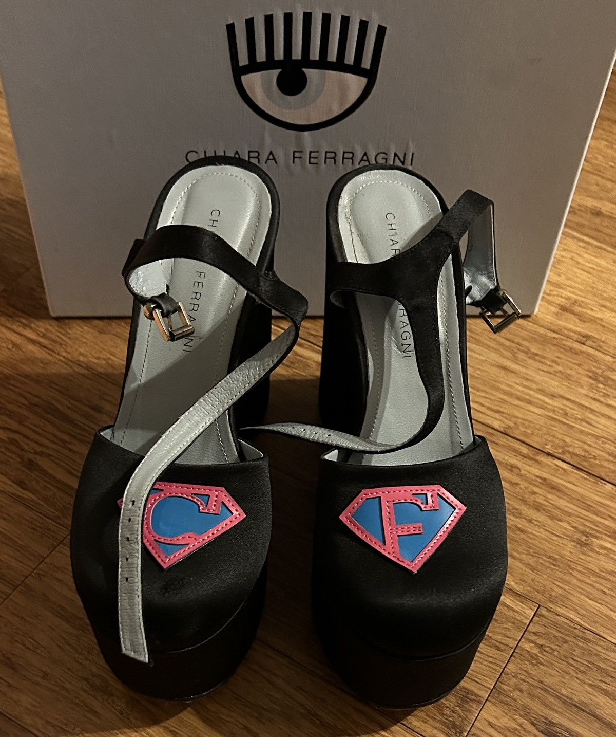 Chiara Ferragni Chiara Ferragni Black Satin Platforms Size US 9 / IT 39 - 2 Thumbnail