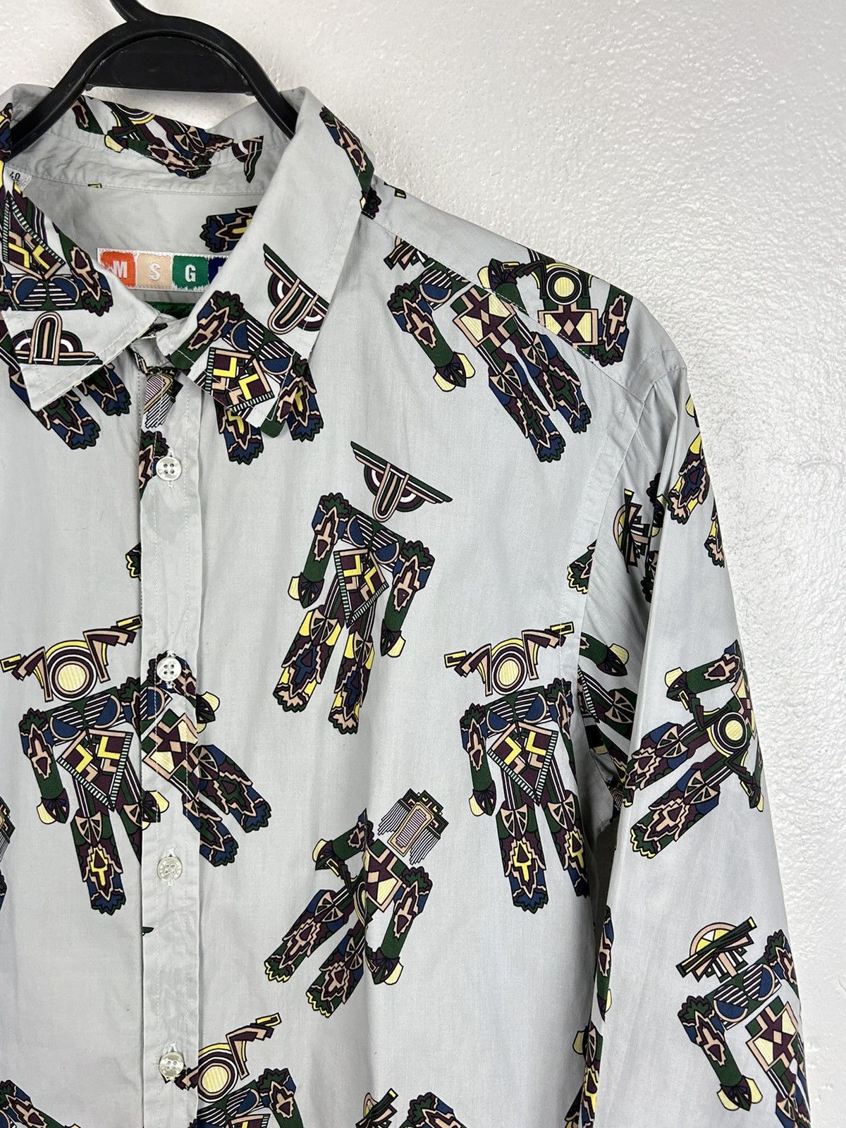 MSGM MSGM Fall 2015 Allover AOP Robot Long Sleeve Button Up Shirt Size US L / EU 52-54 / 3 - 2 Thumbnail