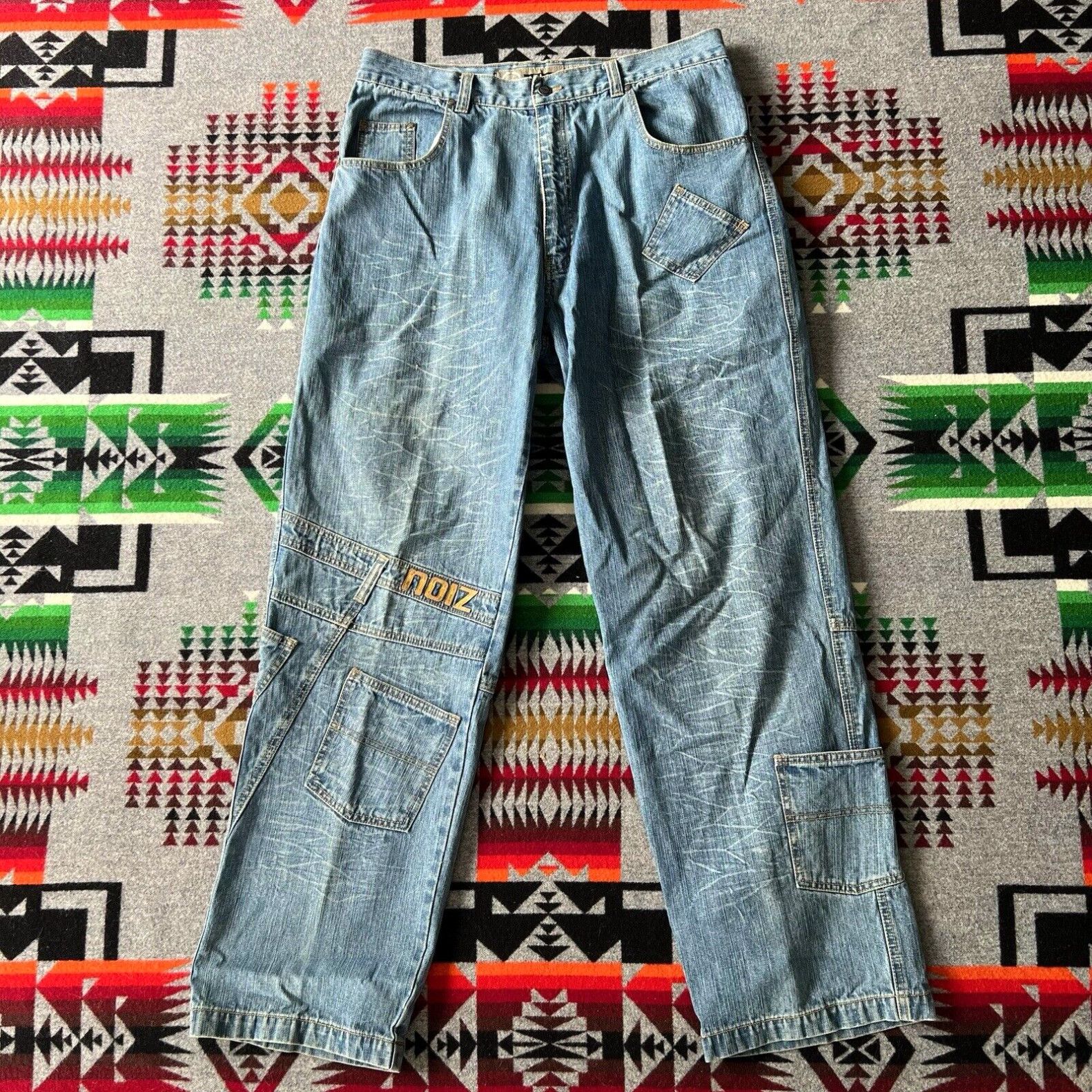 Image of Noize Vintage Noiz Jeans Baggy Men’S Size 36X34 Blue Denim Hip Hop Streetwear Y2K D4 in White, Men'