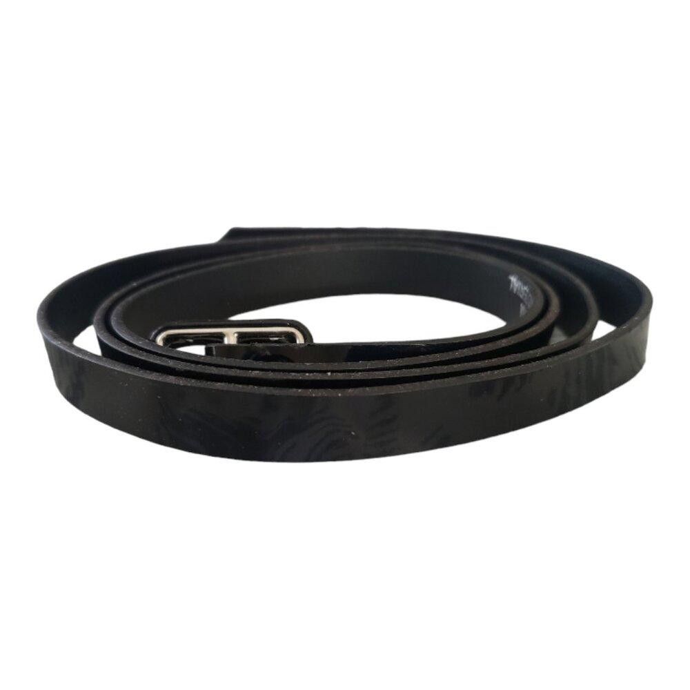 Designer Black Ladies 1/2 inch Patent Leather Look Belt S Size ONE SIZE - 1 Thumbnail