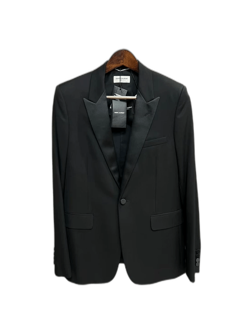 Saint Laurent Paris Black Satin Lapel Suit Jacket-2507 Size US M / EU 48-50 / 2 - 1 Thumbnail