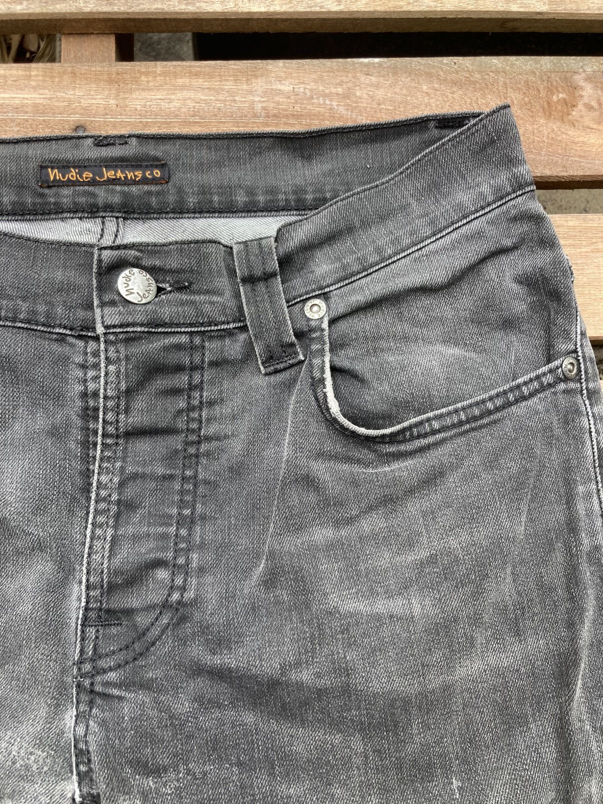 Nudie Jeans Distressed Nudie Grim Tim Broken Black Jeans Size US 32 / EU 48 - 7 Thumbnail