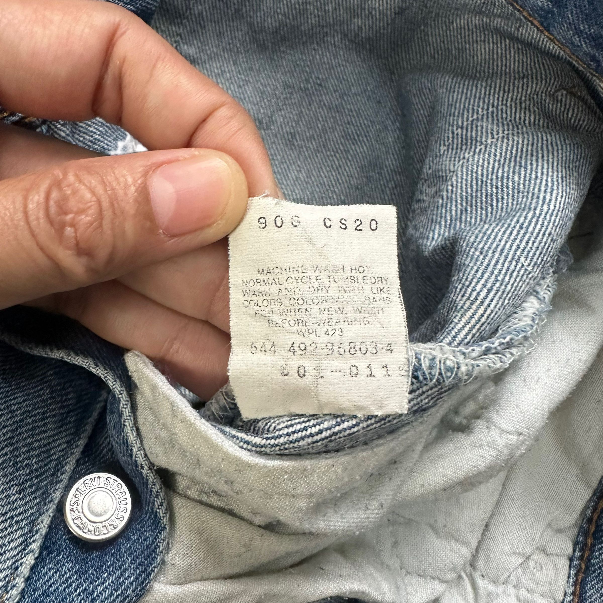 Levi's Vintage Clothing TRASHED🔥 LEVIS 501 FLY BUTTON DISTRESS DENIM PANT #8098-203 Size US 31 - 12 Thumbnail