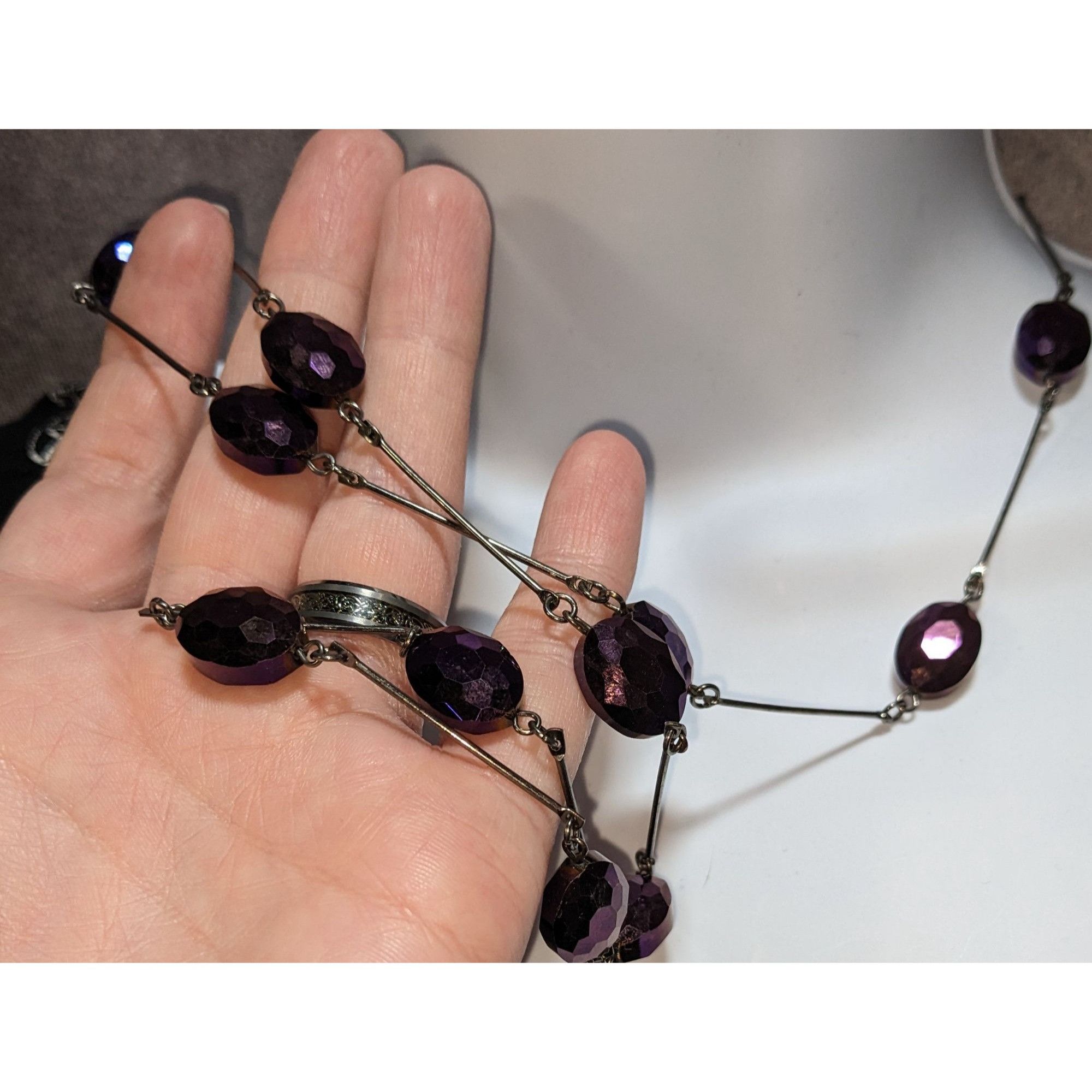 Other Charming Charlie Gothic Purple Faceted Bead Station Necklace Size ONE SIZE - 5 Thumbnail