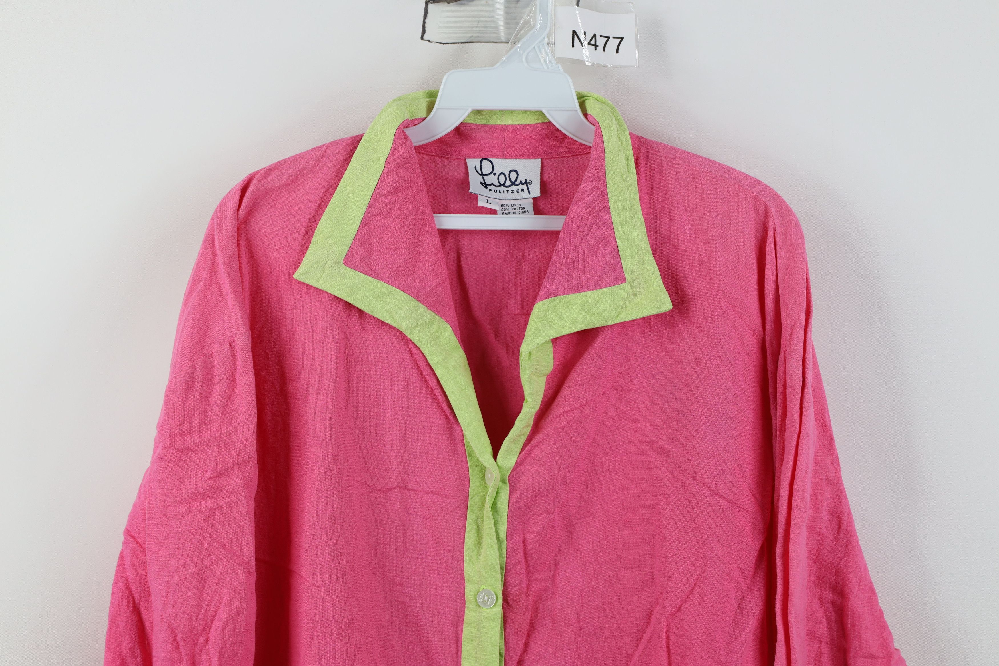 Lilly Pulitzer Lilly Pulitzer Blend Camp Collar Collared Button Shirt Pink Size L / US 10 / IT 46 - 2 Thumbnail