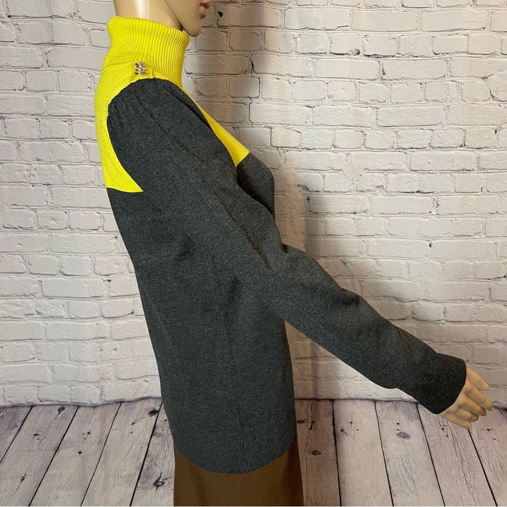 Joseph NWT New Joseph A. Grey Olive Colorblock Knit Pullover Turtl Size S / US 4 / IT 40 - 2 Thumbnail