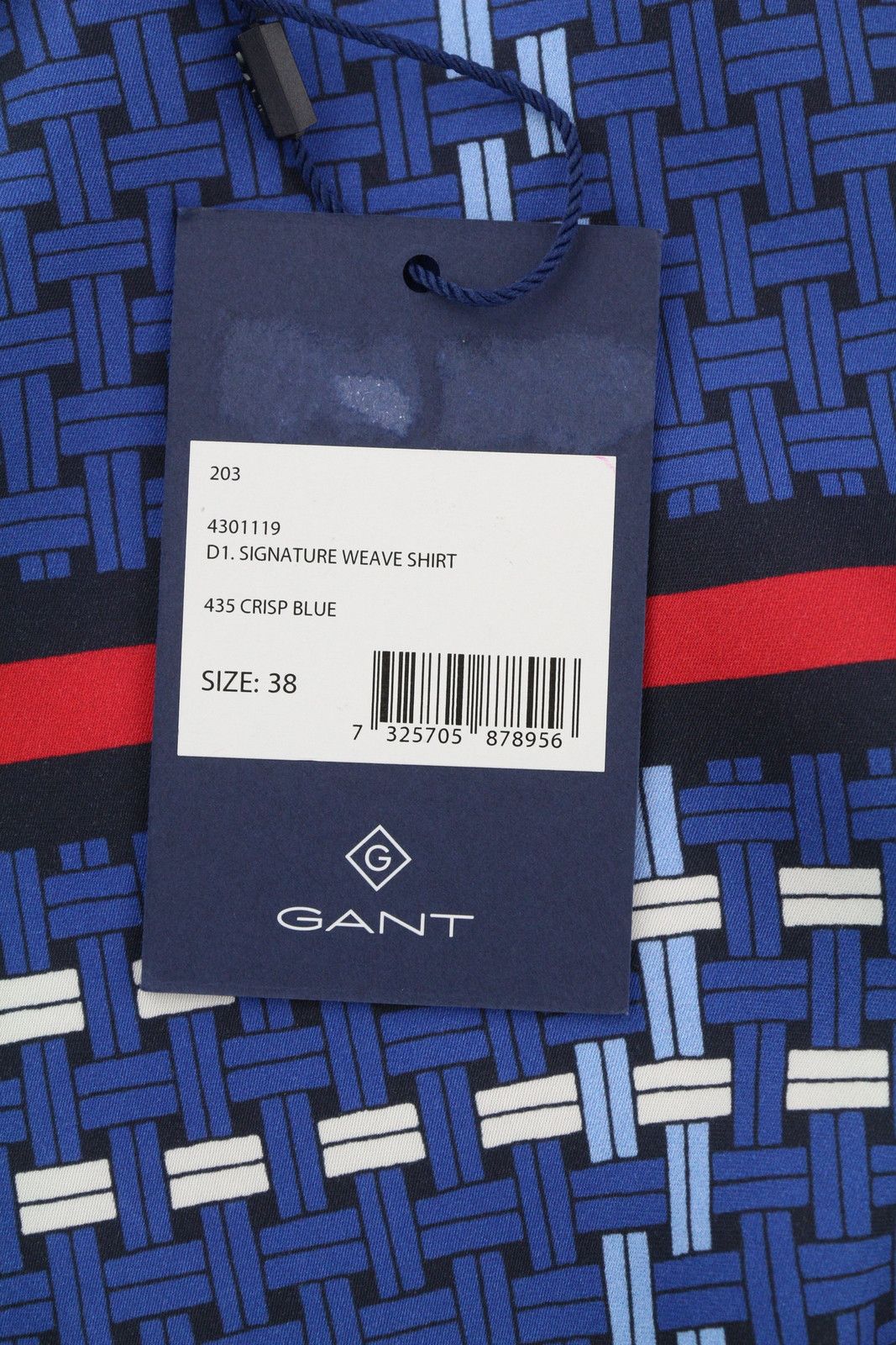SIGNATURE WEAVE EU38 Blue Patterned Satin Shirt 85147