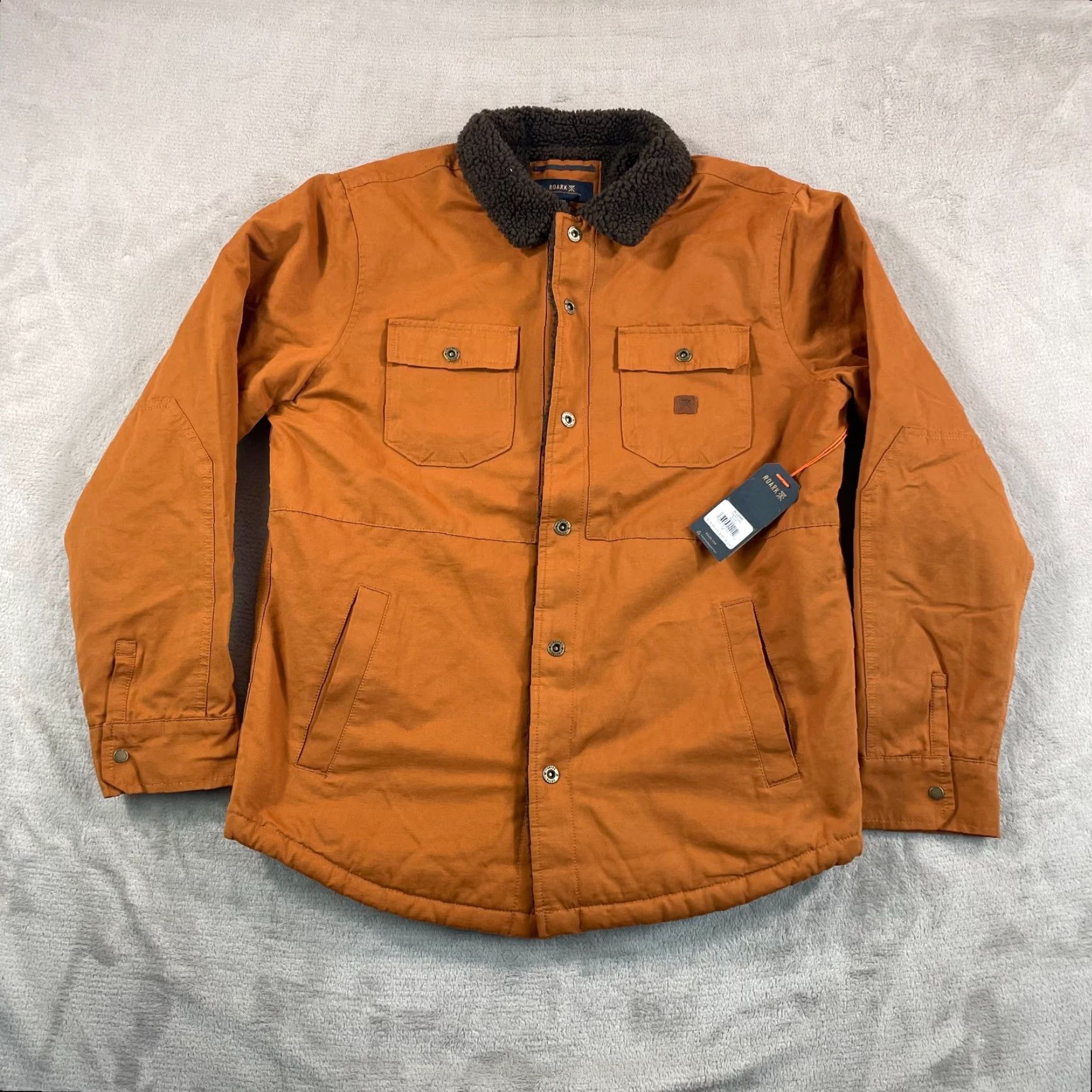 Roark Roark Hebrides Jacket Medium M Brown Cotton Blend Lined High Pile Fleece Snap Buttons NWT Mens Military Jacket Pockets Winter Fall Spring Size US M / EU 48-50 / 2 - 7 Thumbnail