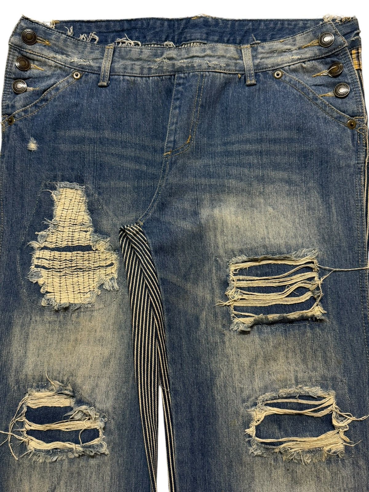 Number (N)ine Vintage 90s Japanese Brand Hybrid Mud Wash Distressed Baggy Size US 34 / EU 50 - 3 Thumbnail