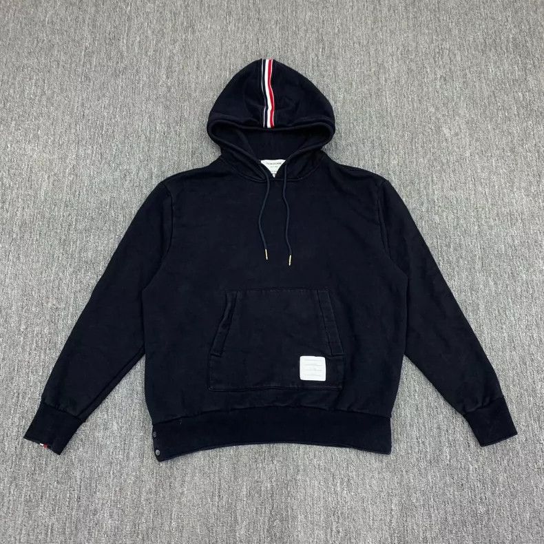 THOM BROWNE Navy Stripe Hoodie Sweatshirt - dmc