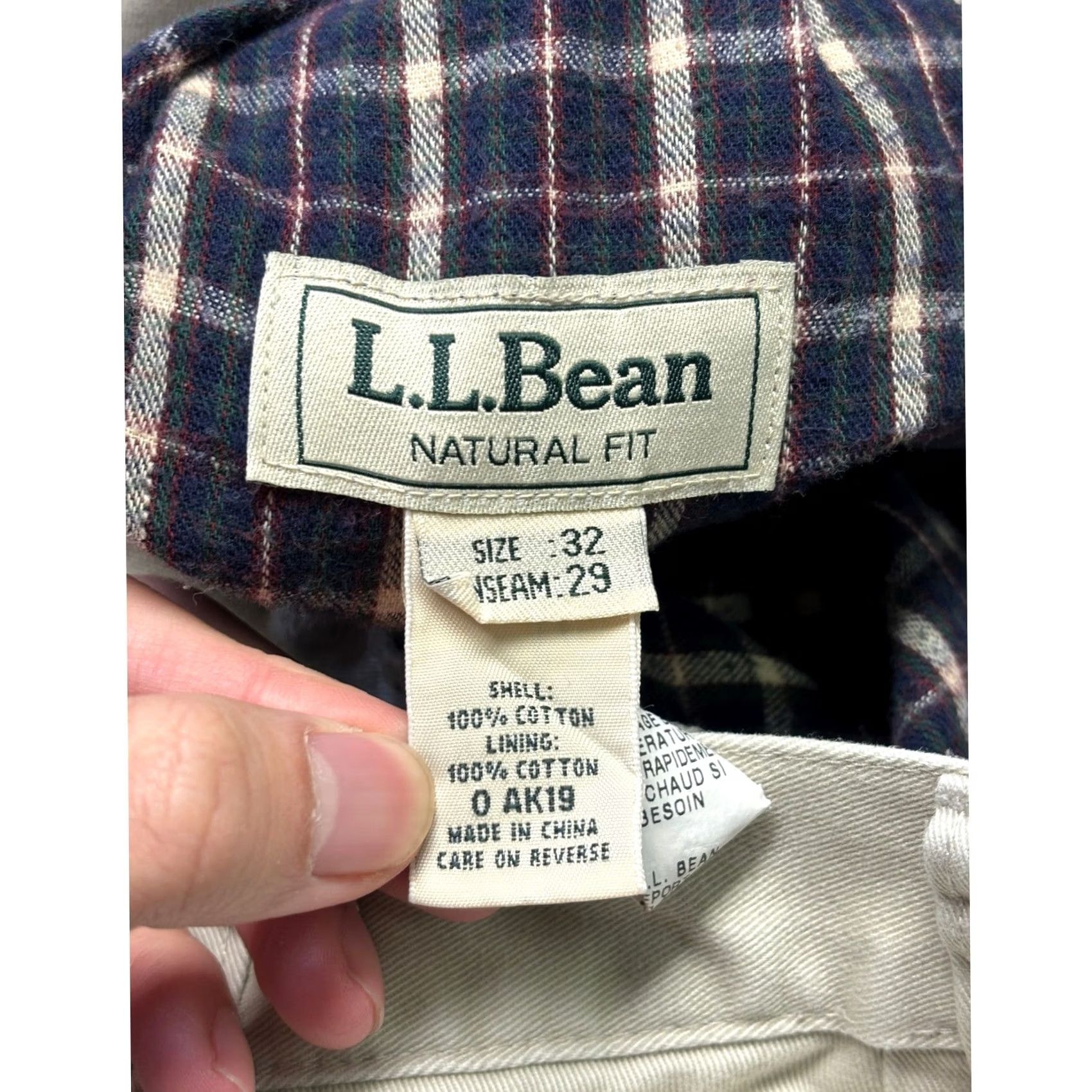 Vintage L.L.Bean Chino Pants Natrual Fit Flannel Lined Khaki Tan 32x24 Mens Pleated Regular Pocket Zip Button Workwear Casual Winter Size US 32 / EU 48 - 5 Thumbnail