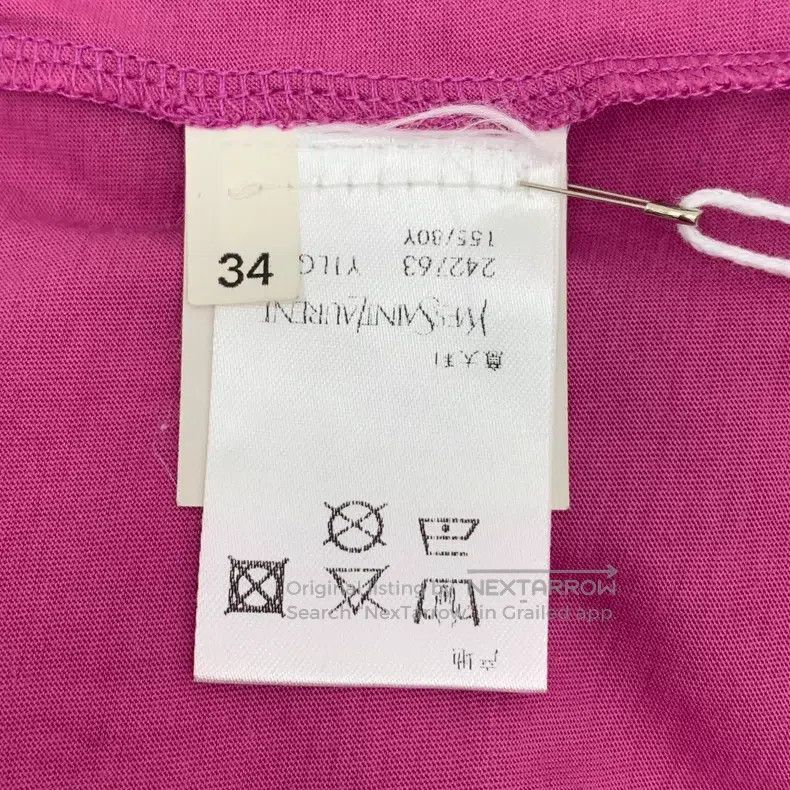 Saint Laurent Paris Saint Laurent Paris Pink Logo Printed Cotton Crew Neck Sho Size US XXS / EU 40 - 6 Thumbnail