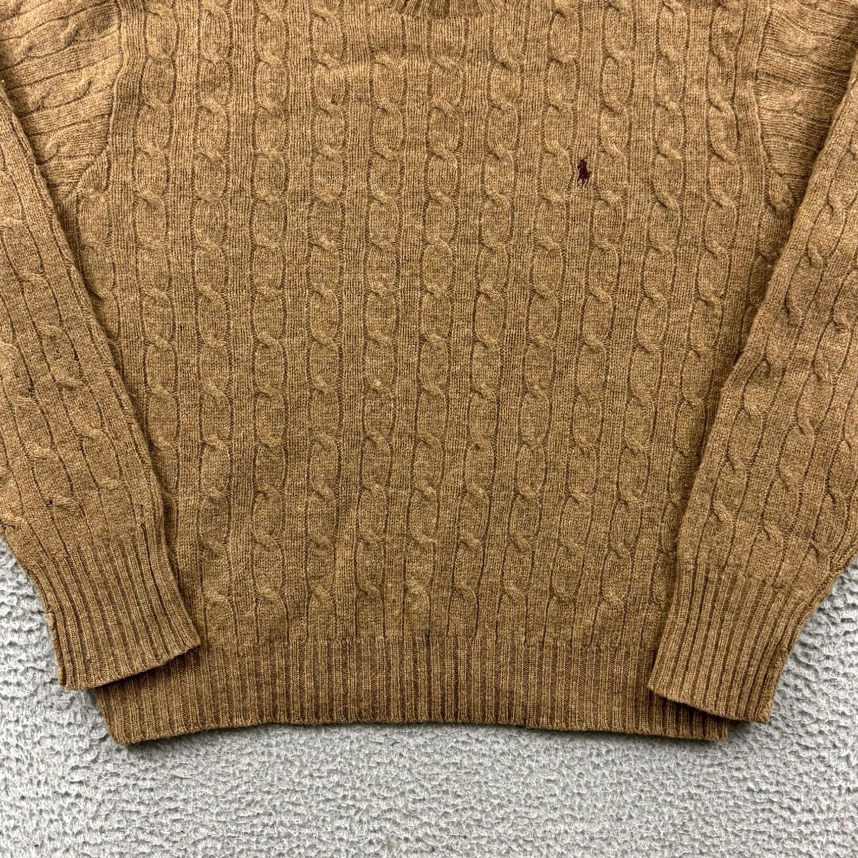 Polo Ralph Lauren Polo Ralph Lauren Sweater Mens XL Brown Cable Knit Wool Pullover Preppy Size US XL / EU 56 / 4 - 2 Thumbnail