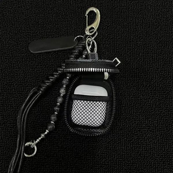 Jewelry Black Checkered Keychain with Tassel and Beads Size ONE SIZE - 4 Thumbnail