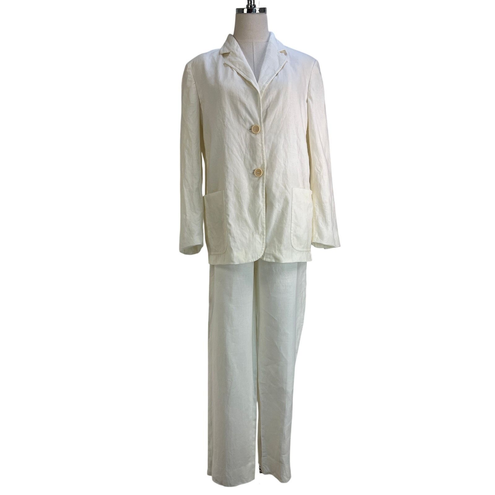 Weekend Max Mara Weekend Maxmara White Linen Suit Size XL / US 12-14 / IT 48-50 - 1 Thumbnail