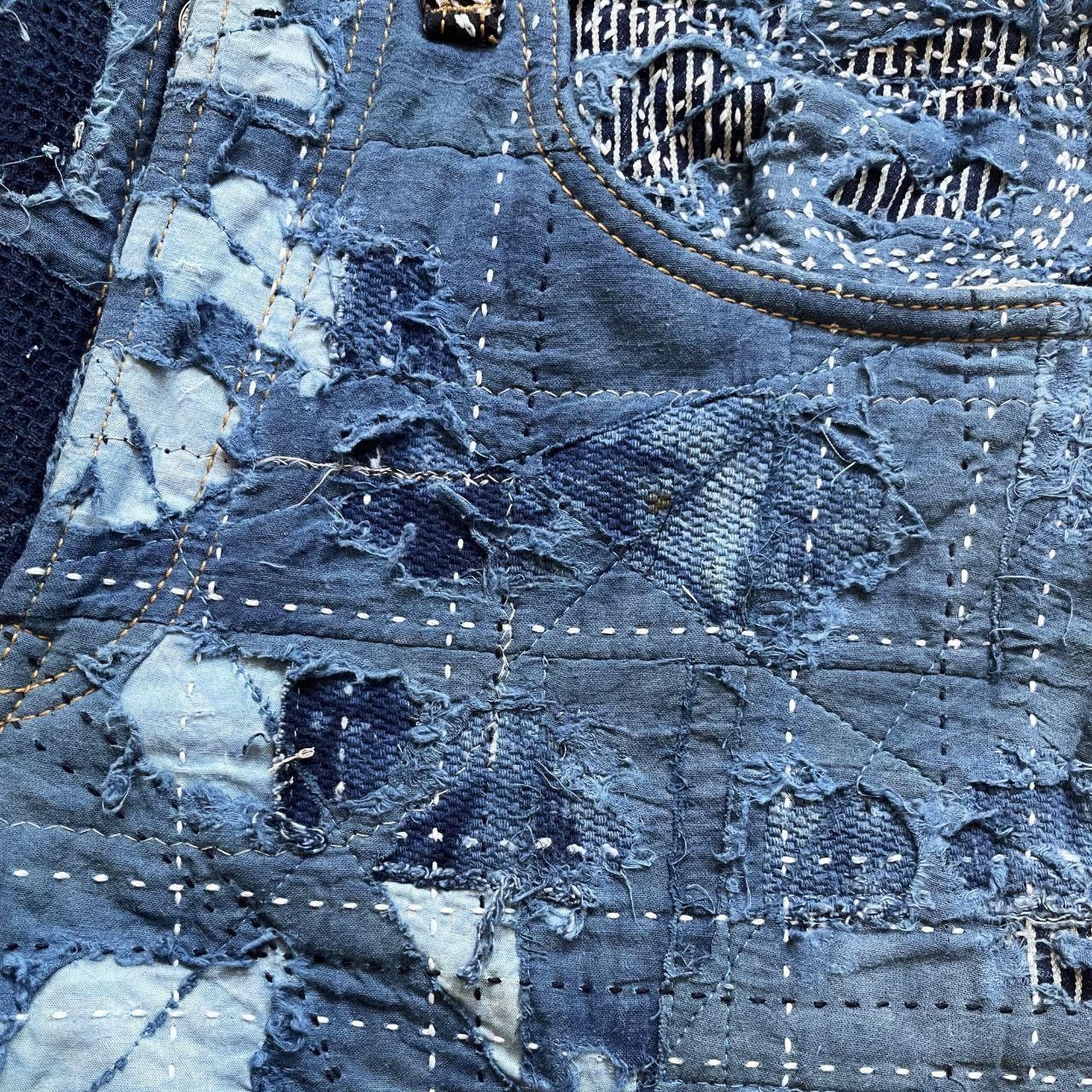 Kapital Indigo Boro Sashiko Distressed Jeans Size US 30 / EU 46 - 3 Thumbnail