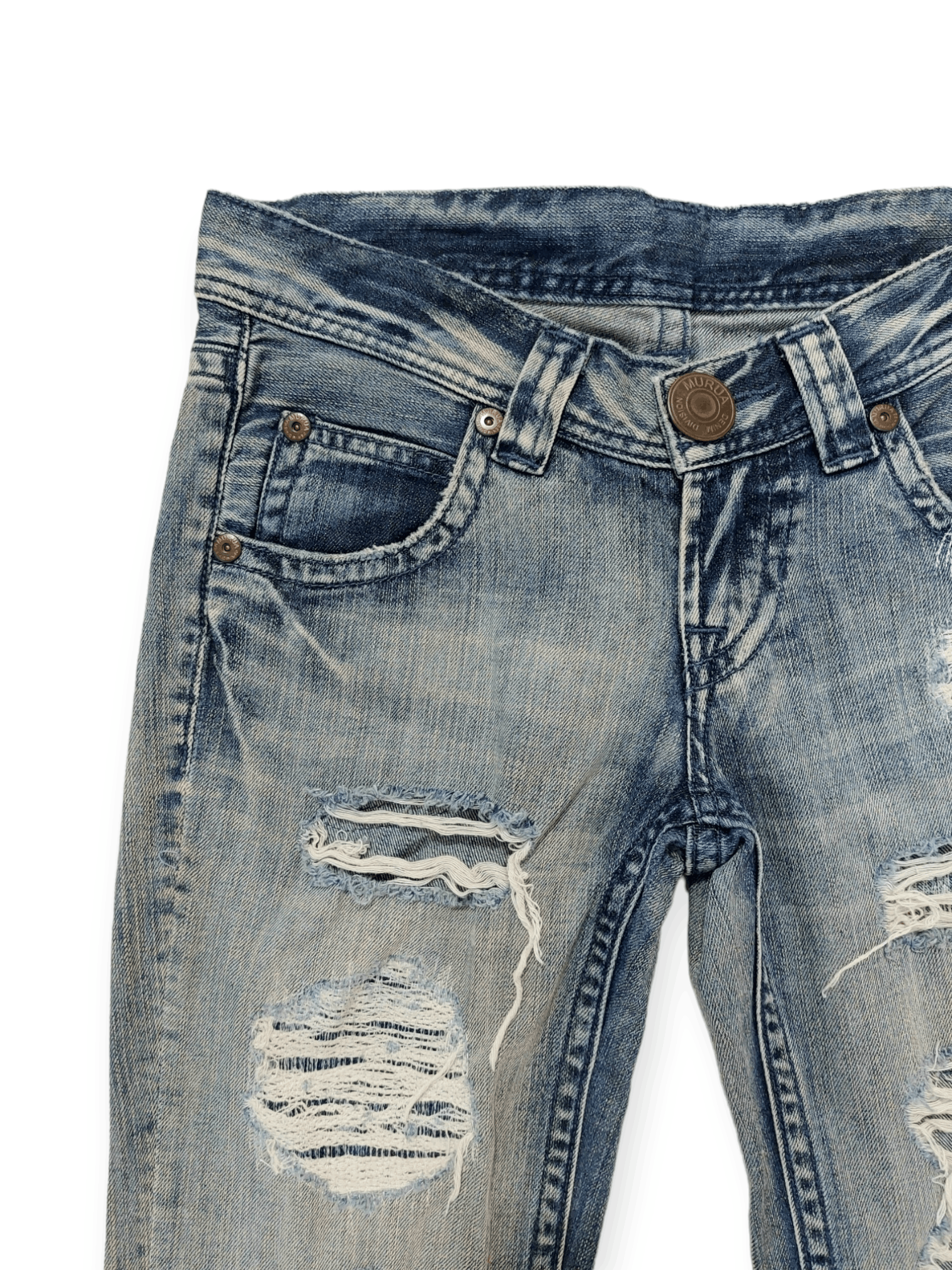 Designer Murua Low Rise Thrashed Denim Jeans Size 28" / US 6 / IT 42 - 11 Thumbnail