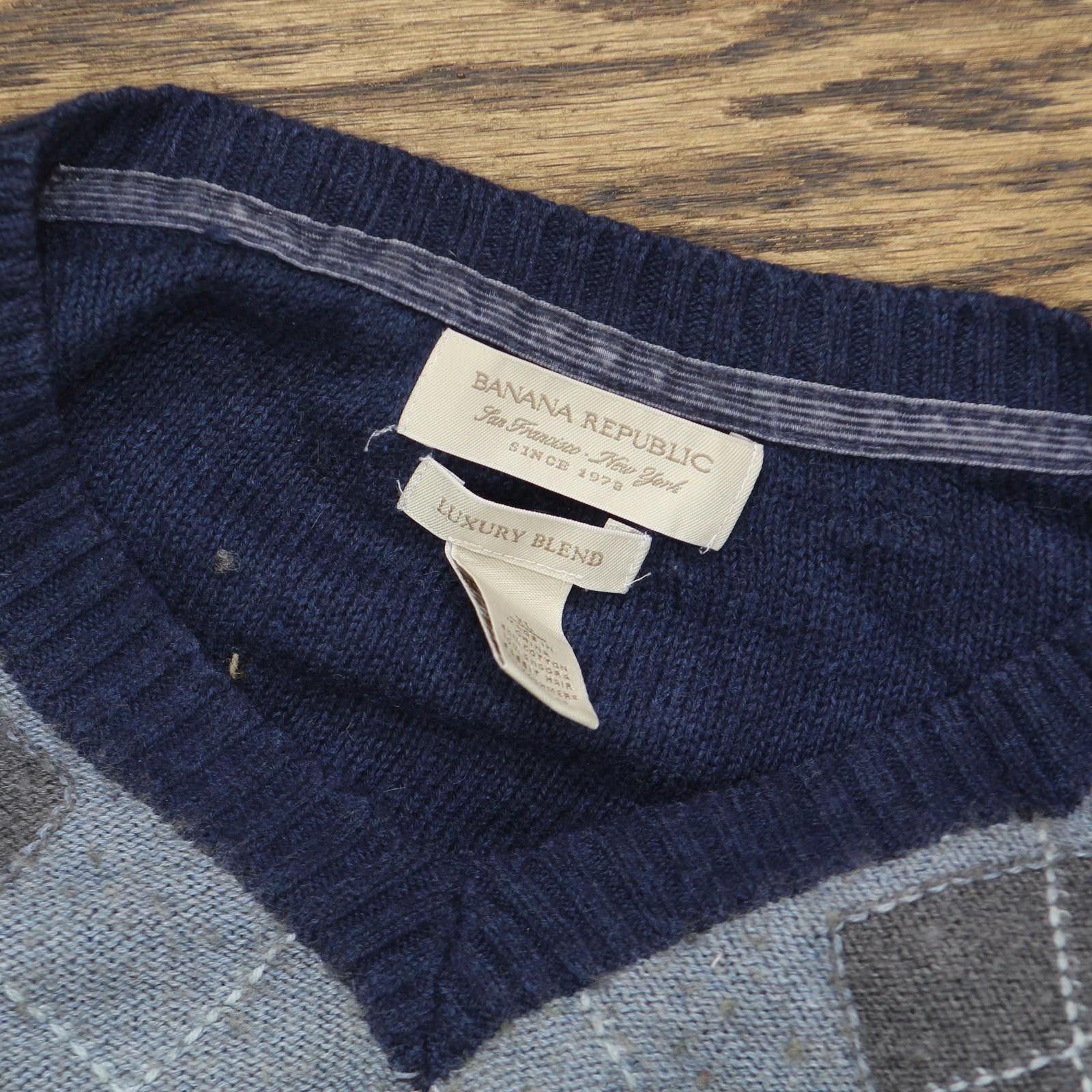Banana Republic Banana Republic Rabbit Cashmere Argyle Sweater Navy Blue Xl Size US XL / EU 56 / 4 - 3 Thumbnail