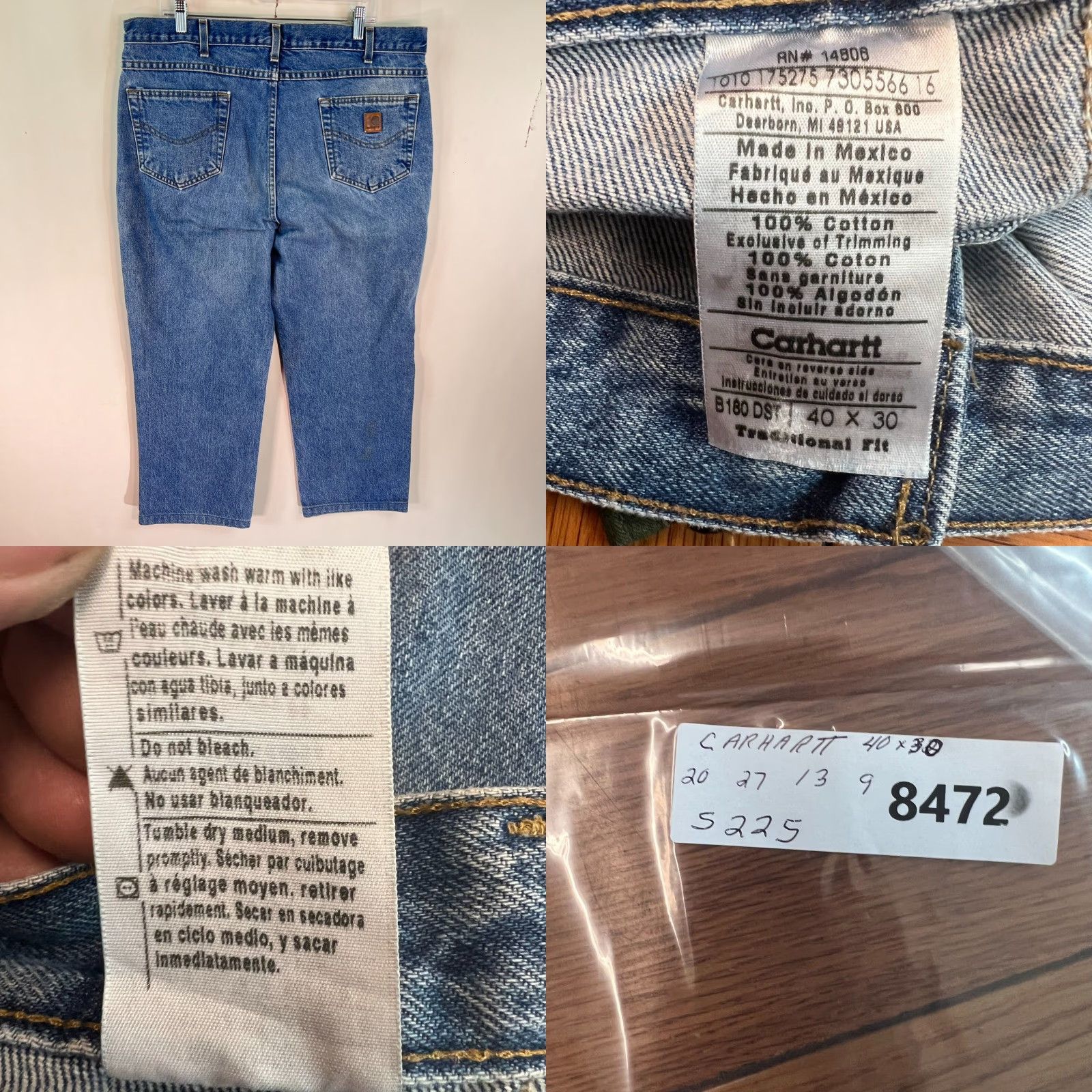Carhartt Carhartt Jeans 40 x 30 Mens Blue Straight Leg Traditional Fit Size US 40 / EU 56 - 8 Thumbnail